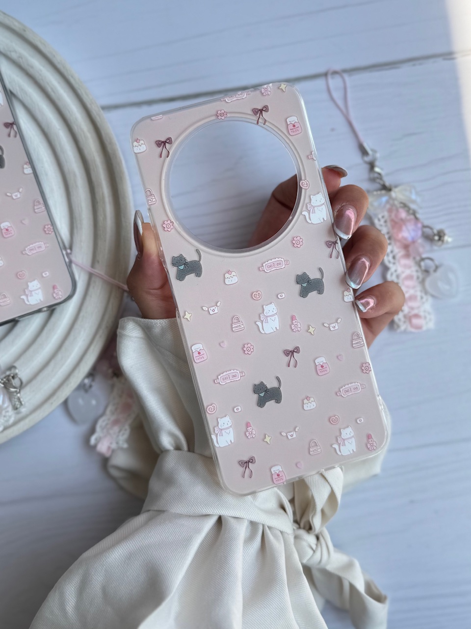 قاب گوشی طرح Cat & Candy مناسب اندروید همراه با آویز کد C2047